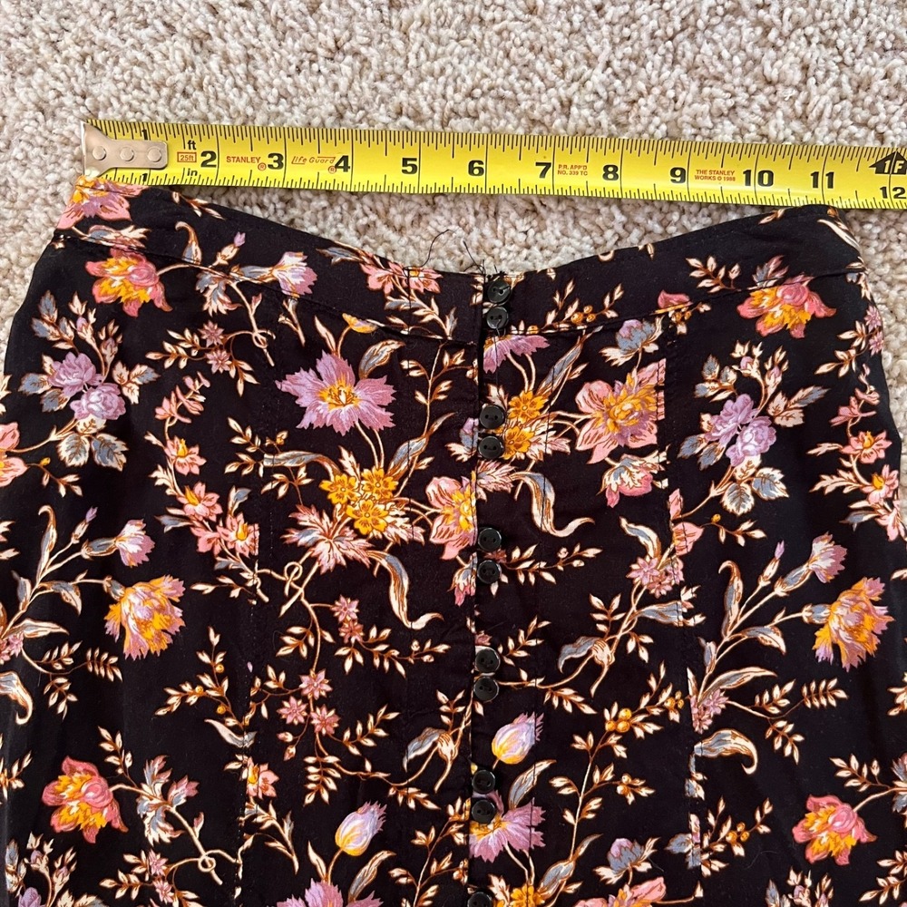 American Eagle Floral Button Slit Front Maxi Skirt XS 0 Whimsigoth Boho 90s - Picture 6 of 9